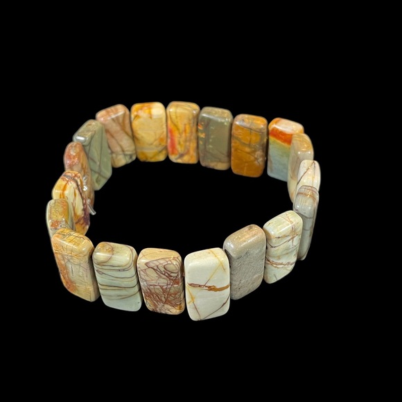 NWT Chunky Jasper Stone Elastic Stretch Bracelet Handmade by Native Sky - Picture 5 of 6